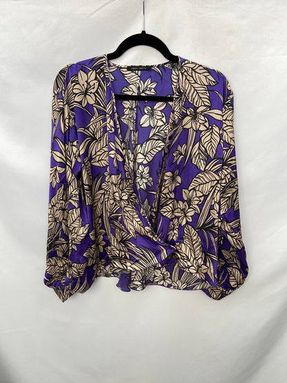 ROBERTO TORRETA.Blusa seda escote amplio cruzada T.38