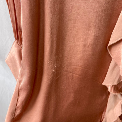 ZARA.Vestido rosa volante satinado T.XS (Tara)