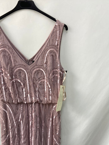 ADRIANNA PAPELL.Vestido largo pedrería T.36