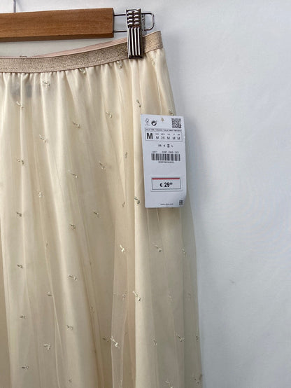 ZARA. Falda beige tull T.M