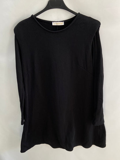 VALENTINA.Vestido corto negro sudadera T.L