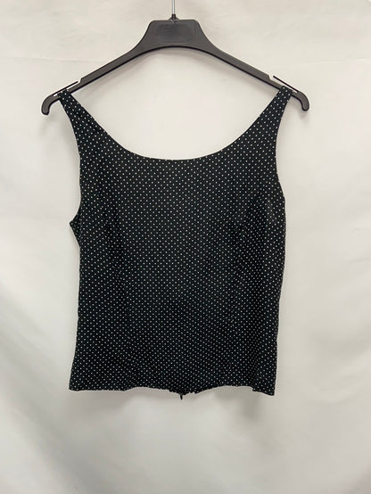 SUPERMIL. Black top with white polka dots TS