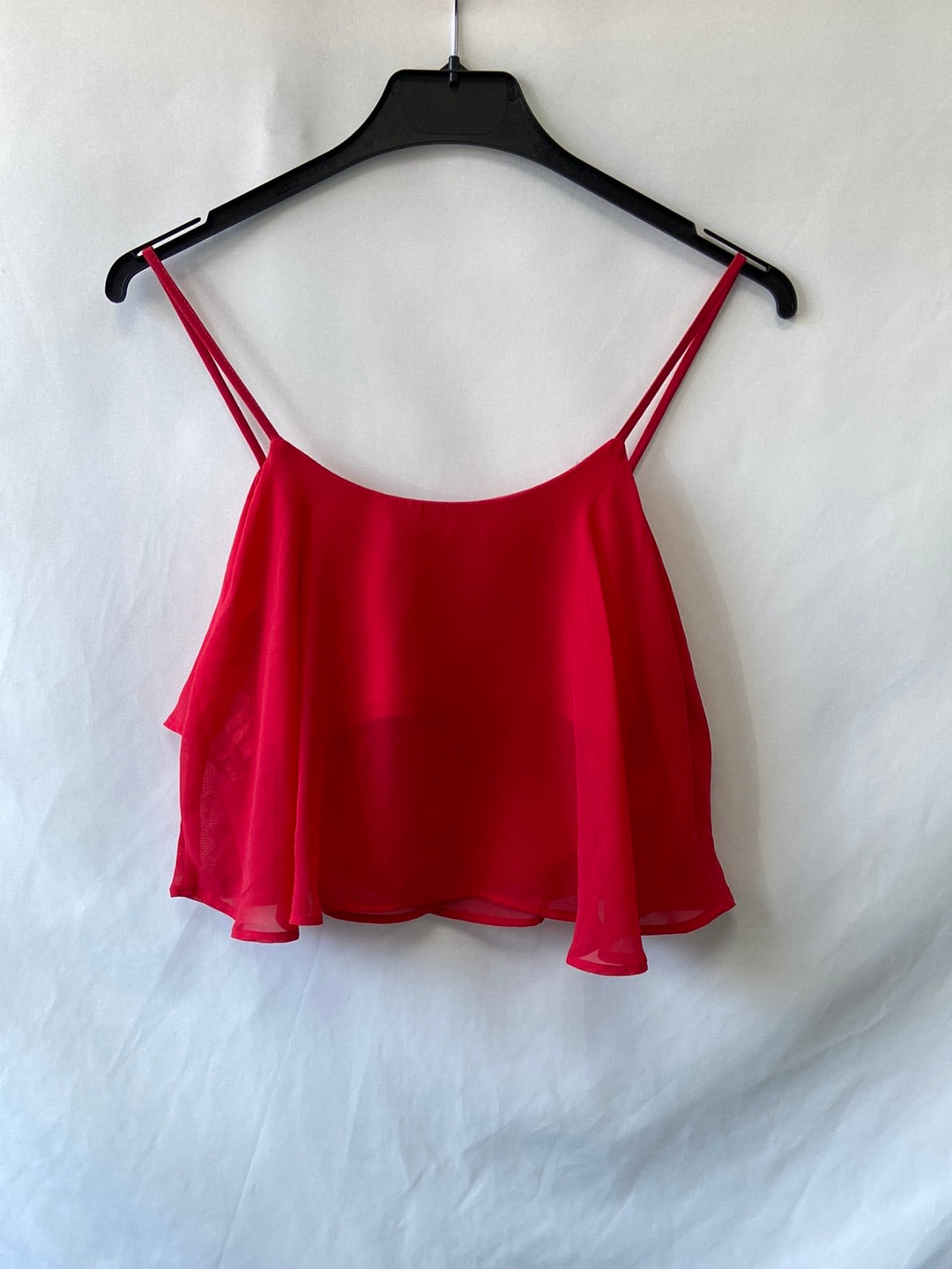 BERSHKA. Red ruffled Ts top