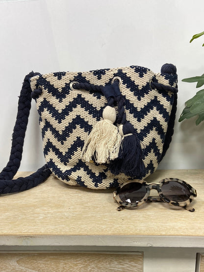 UNIT. Blue and beige bag