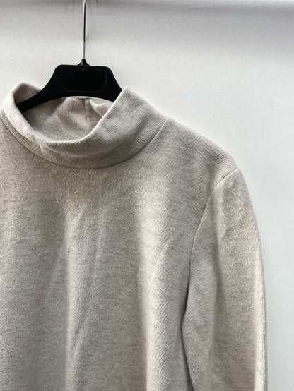 ZARA.Vestido gordito algodón beige T.L