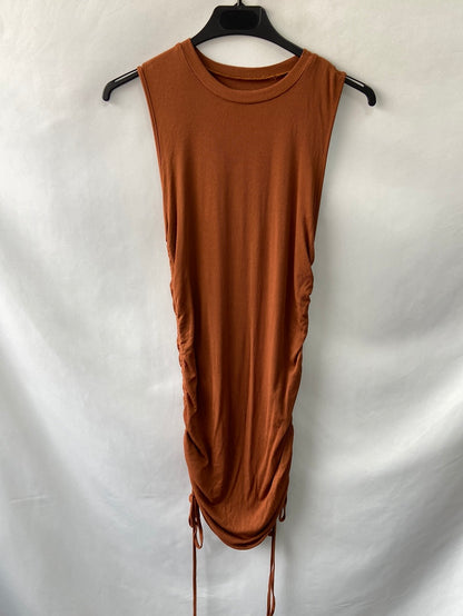 OTRAS.Vestido marrón fruncido punto TU(s)