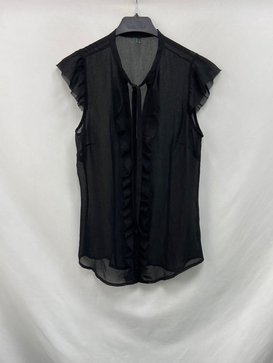 BENETTON.Black ruffled TS blouse