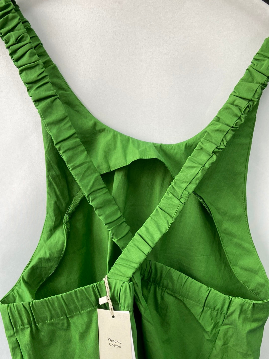 MANGO.Top verde espalda cruzada T.L