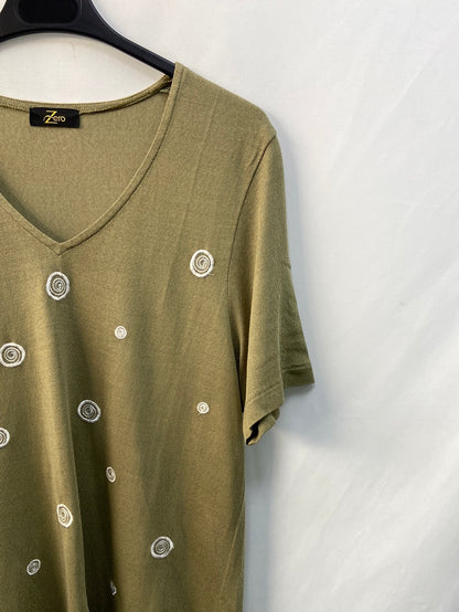 ZERO.Green top embroidered knit TM