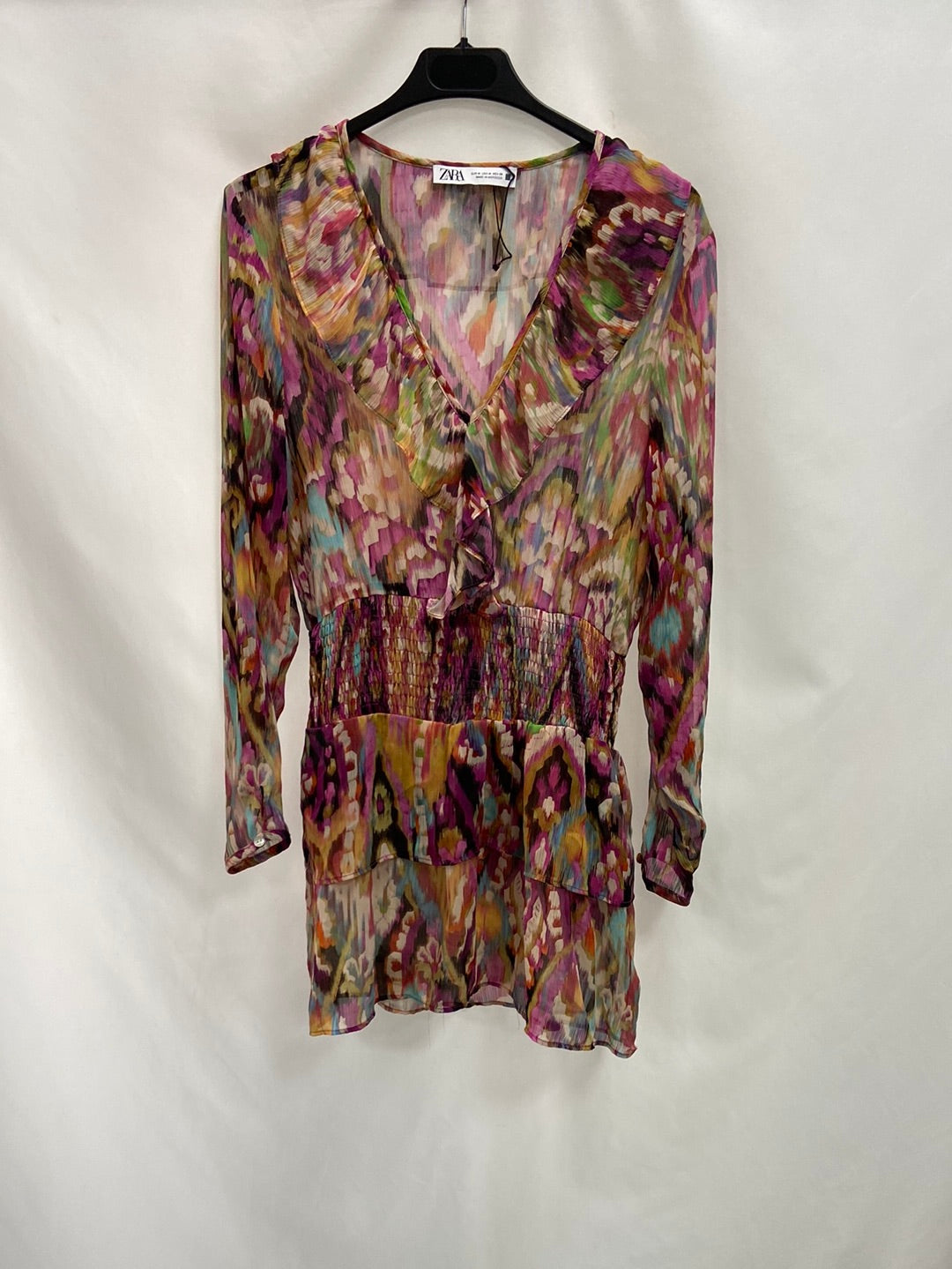 ZARA.Vestido corto multicolor T.M