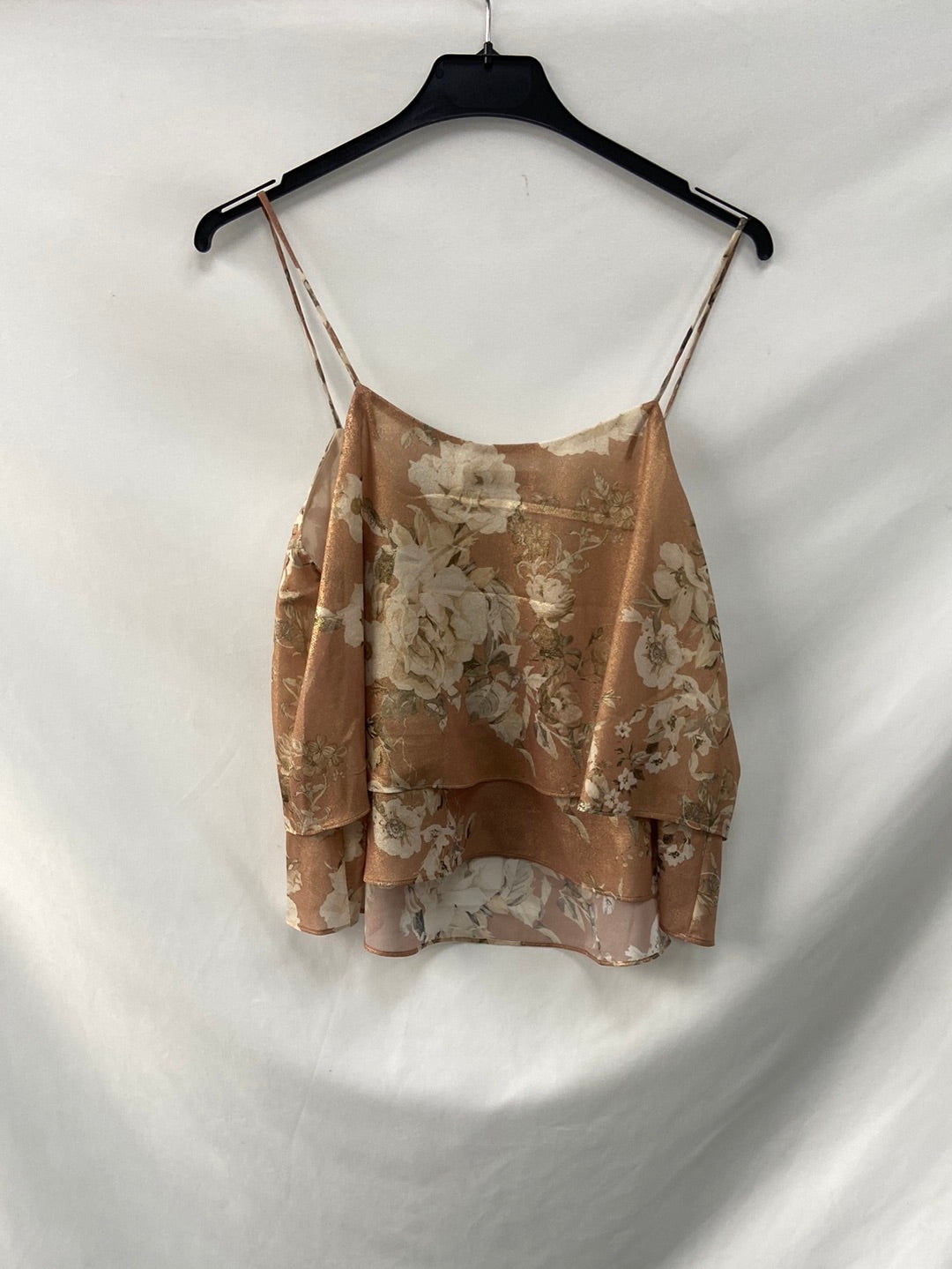 MANGO.Top flores hilos dorados T.s