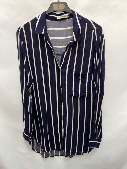 BERSHKA. Blue striped shirt TM