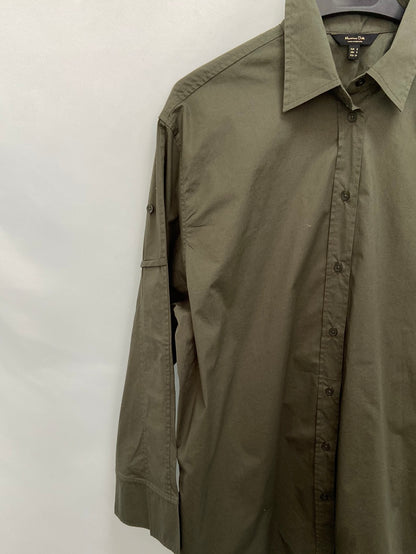 MASSIMO DUTTI.Camisa verde oversized T.s
