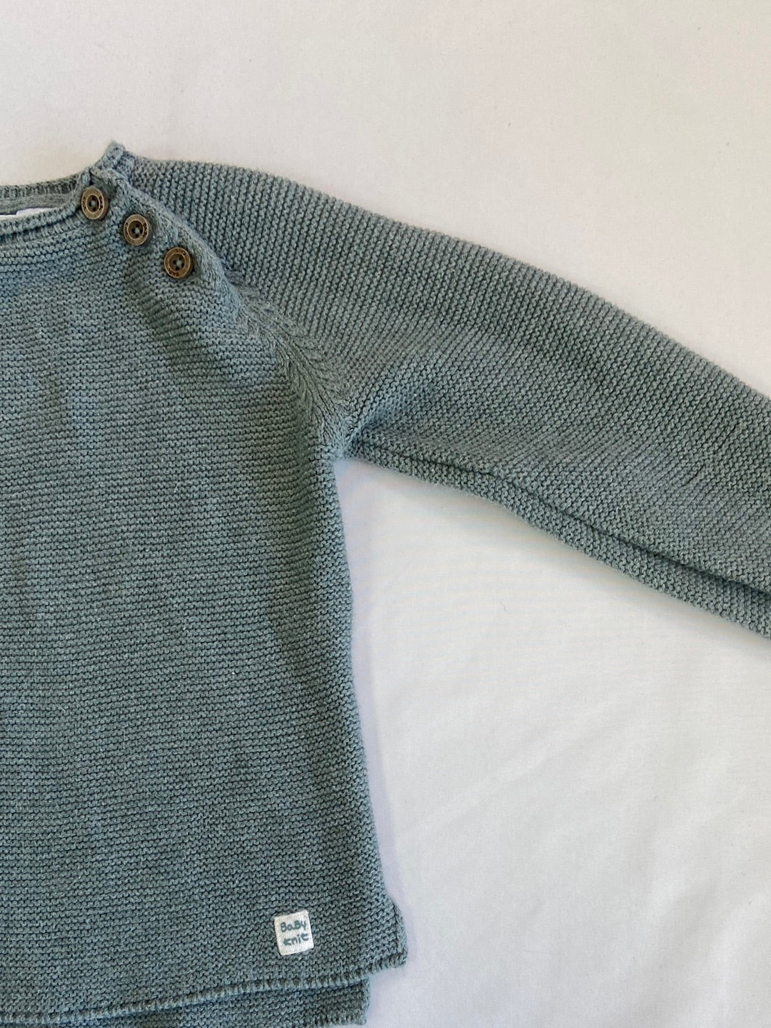 ZARA. Jersey azul verdoso punto T.12/18 M