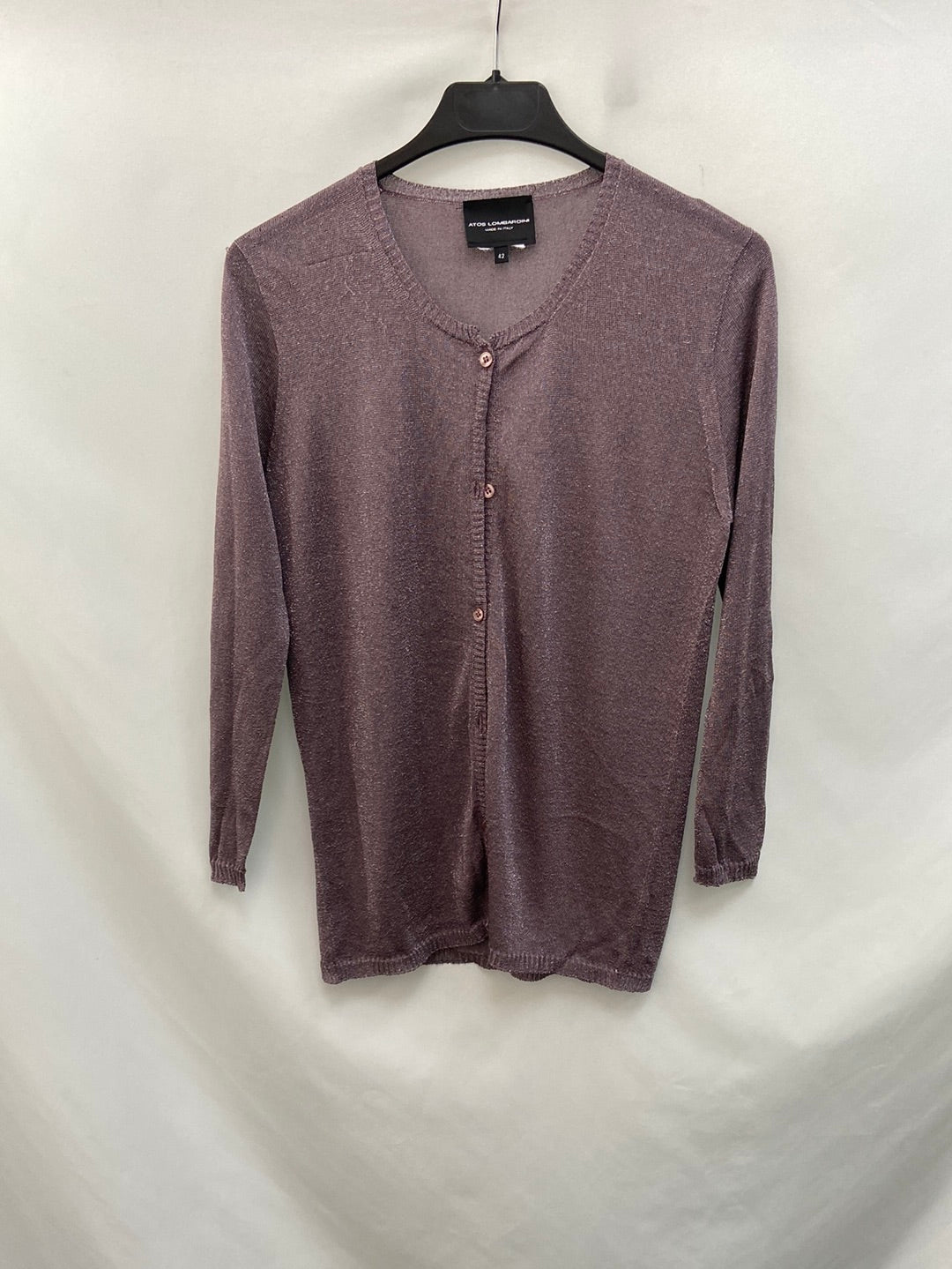 ATOS LOMBARDINI. Purple cardigan T.36 (Tara)