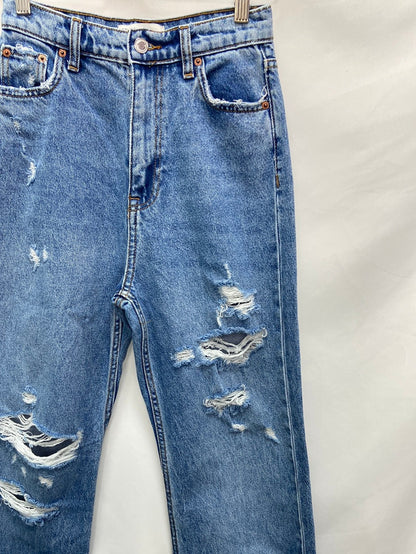 ZARA.Pantalones vaqueros rectos rotos T.34