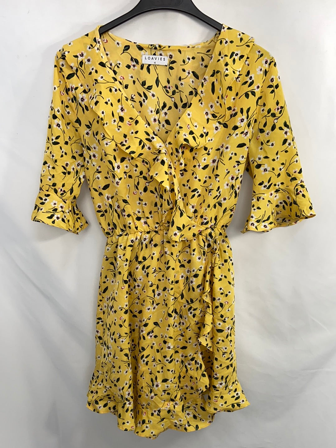 LOAVIES.Yellow dress with floral prints