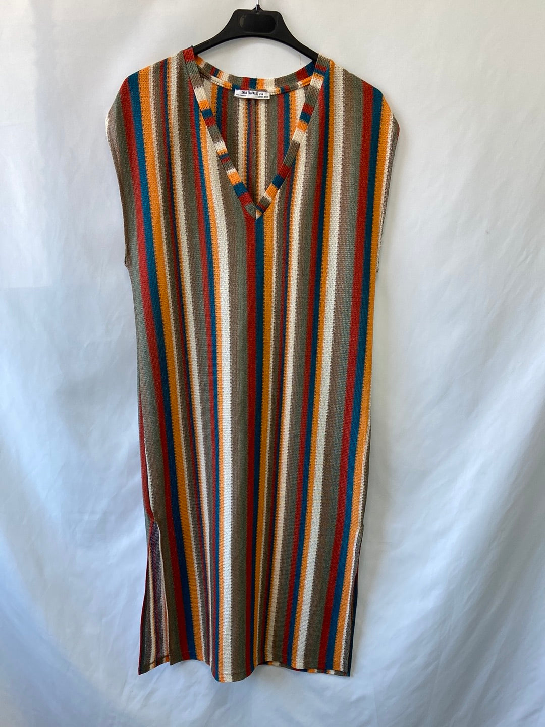 ZARA.Vestido punto fino semitransparente T.S