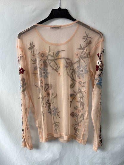 ZARA.Top rejilla bordado T.S