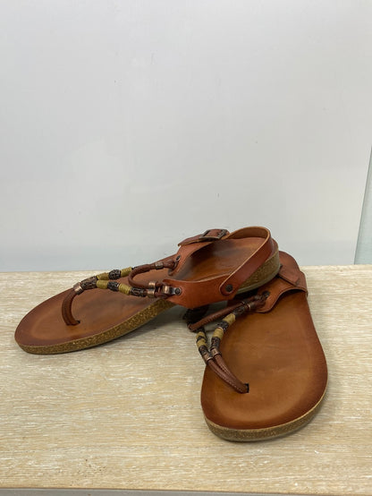 PARRONET. Brown leather sandals, size 38