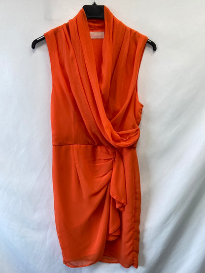 PAILLETTES.Vestido naranja fruncido T.S