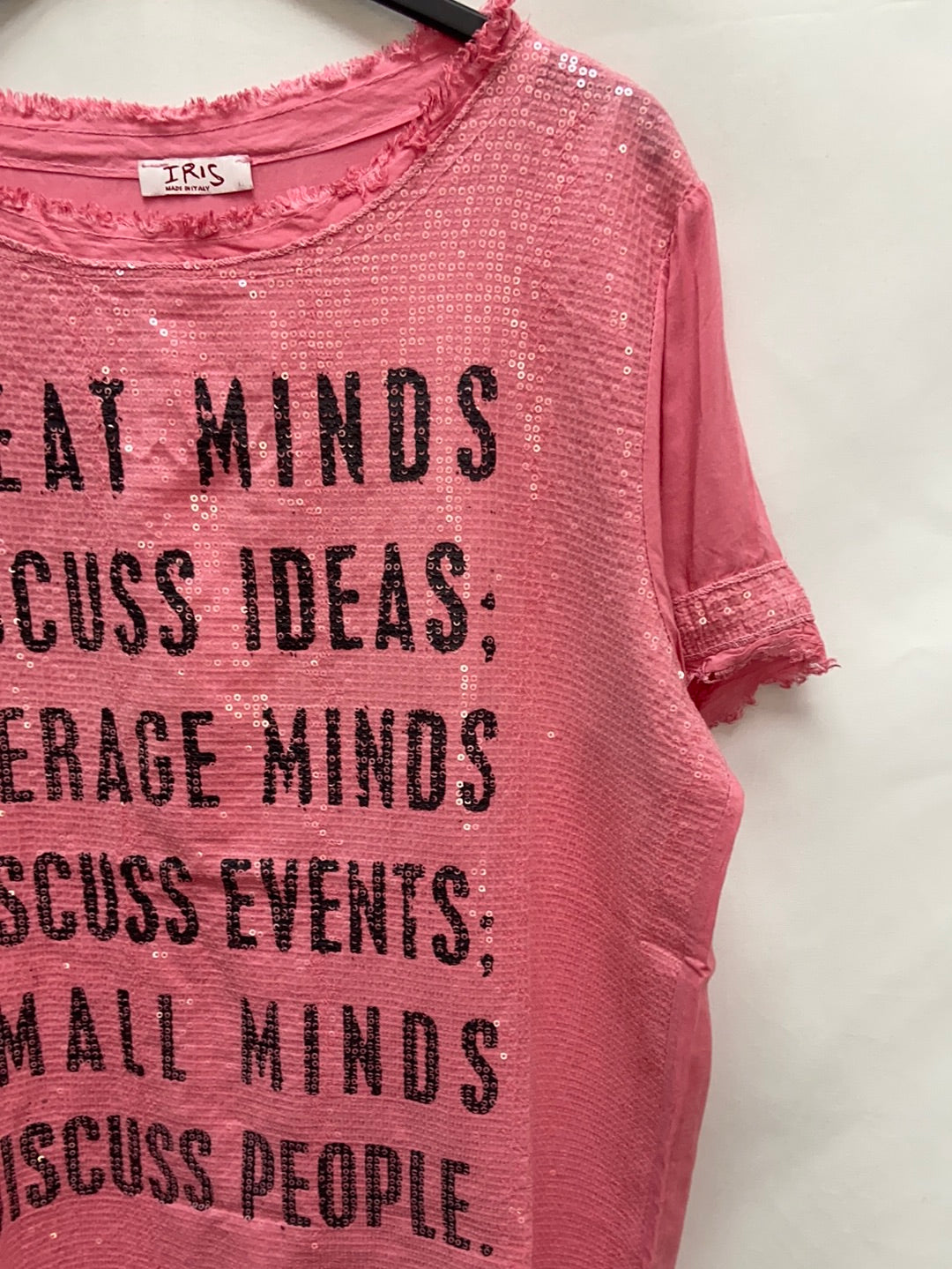 IRIS.Camiseta doble textura rosa lentejuelas T.XL