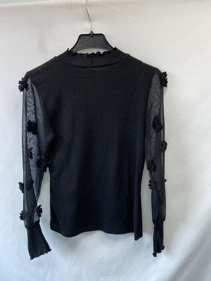 OTRAS.Top negro doble textura T.S