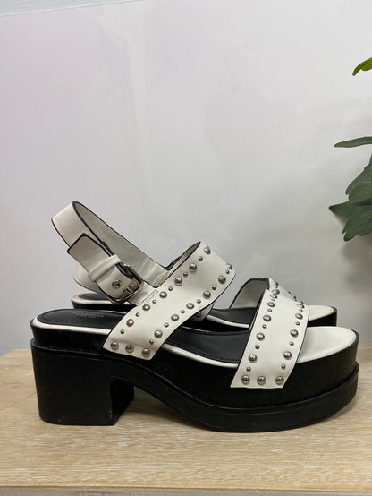 PULL&amp;BEAR. White studded sandals, size 37