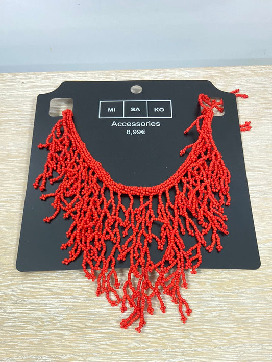 MISAKO.Collar rojo abalorios