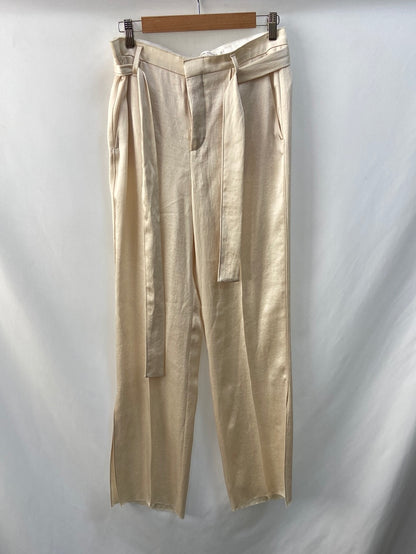 ZARA.Pantalones beiges satinados T.S
