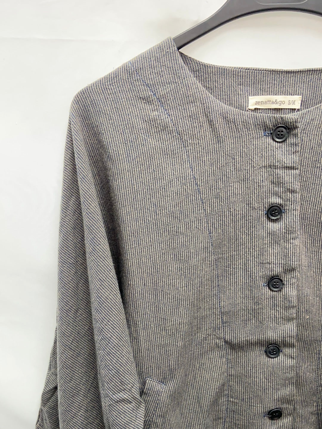 RENATTA&amp;GO. Grey striped blouse with buttons TS/M