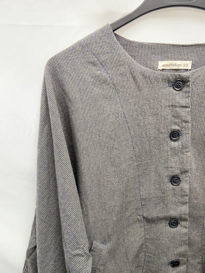 RENATTA&amp;GO. Grey striped blouse with buttons TS/M