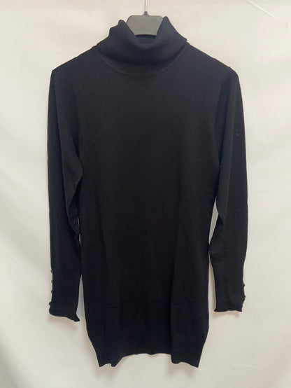 EVAROSA.Jersey negro larguito cuello vuelto T.l/XL