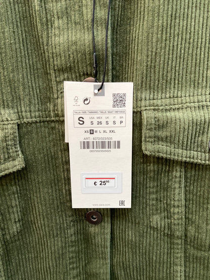 ZARA. Oversized green corduroy vest TS