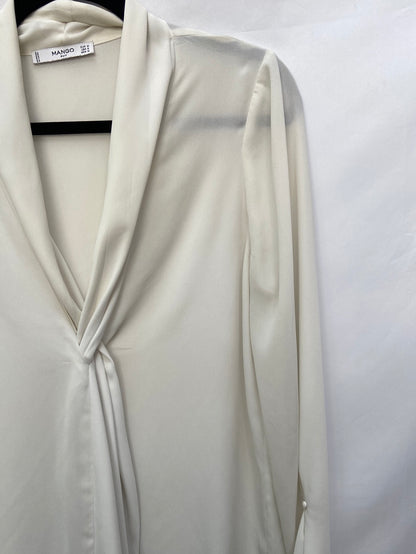 MANGO.Blusa blanco roto anudada T.M