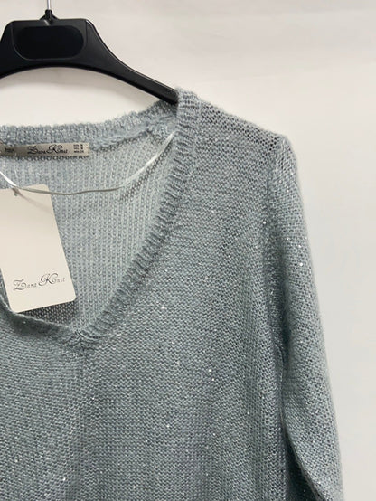 ZARA. Jersey azul celeste lentejuelas T.m