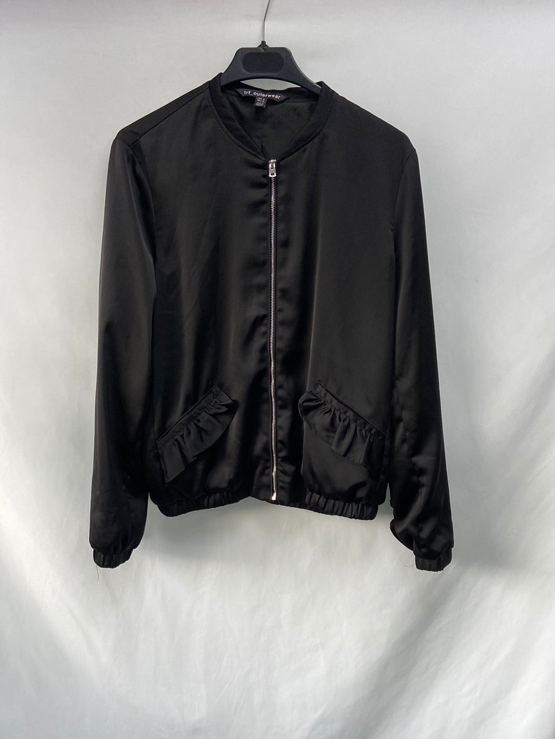 ZARA.Black satin bomber jacket Ts