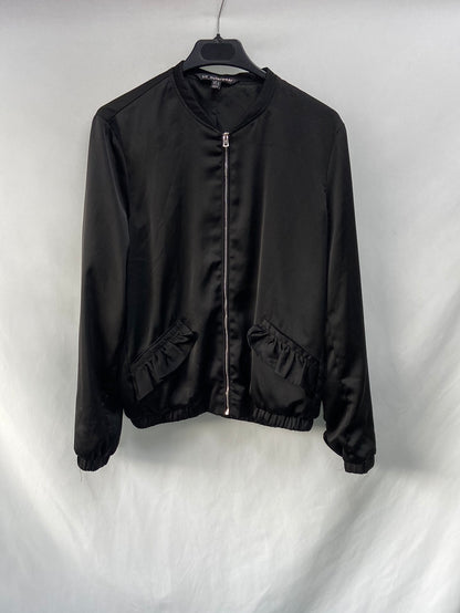 ZARA.Black satin bomber jacket Ts