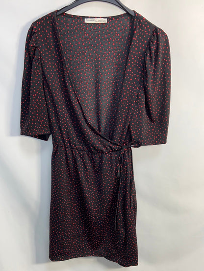 PULL&BEAR.Vestido negro lunares T.s
