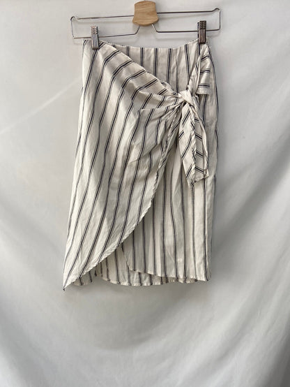 ZARA.Falda lino midi rayas T.M