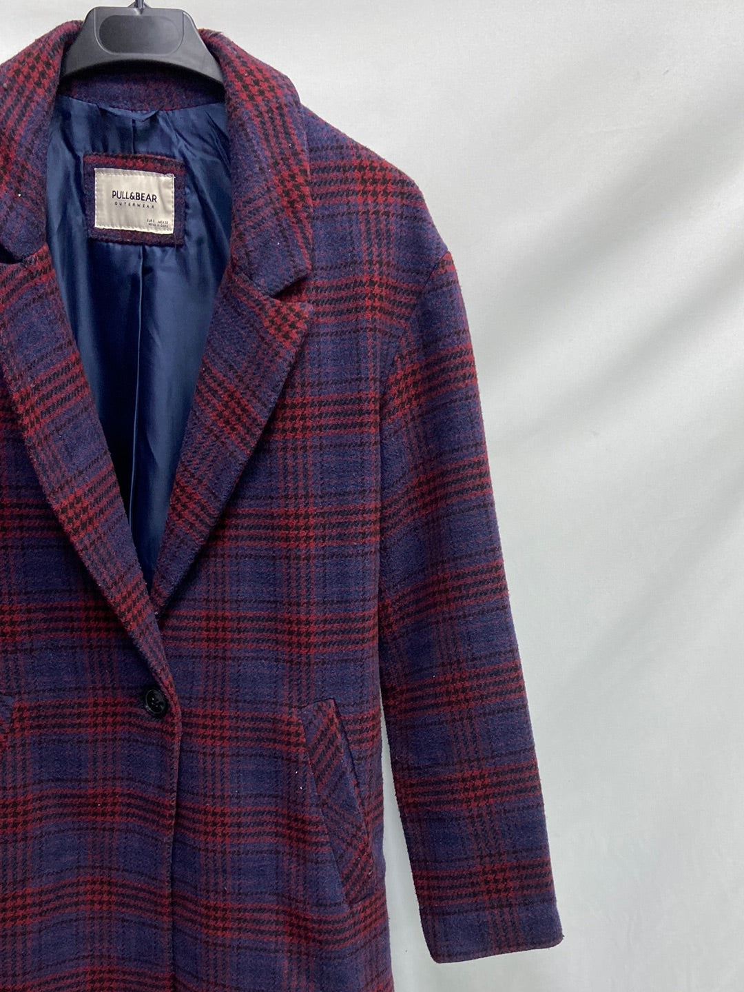 PULL&amp;BEAR. Checked cloth coat Tm