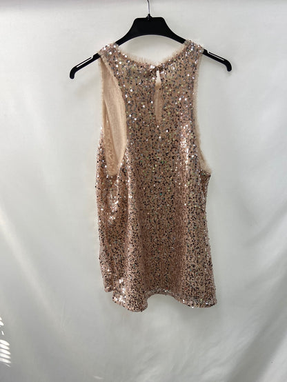 ZARA.Top Rosa lentejuelas T.M