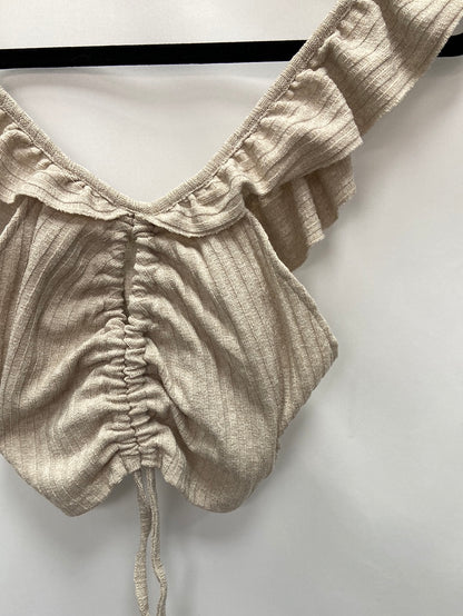 ZARA.Croptop beige fruncido T.s
