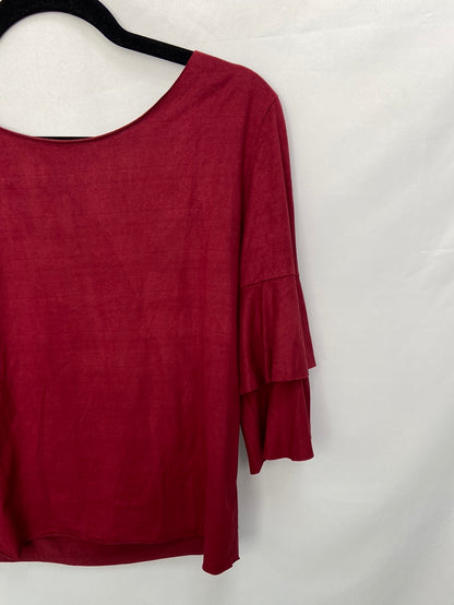 MULAYA.Camiseta burdeos antelina T.M