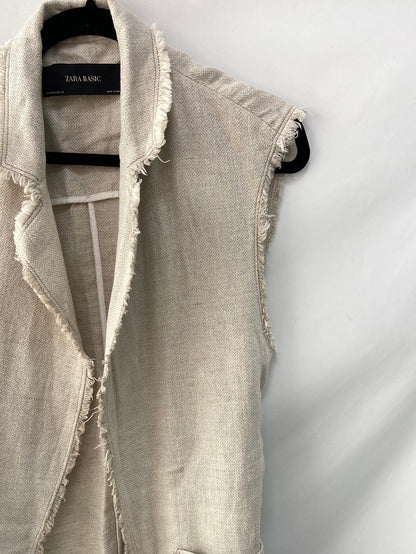 ZARA.Long linen vest Tm