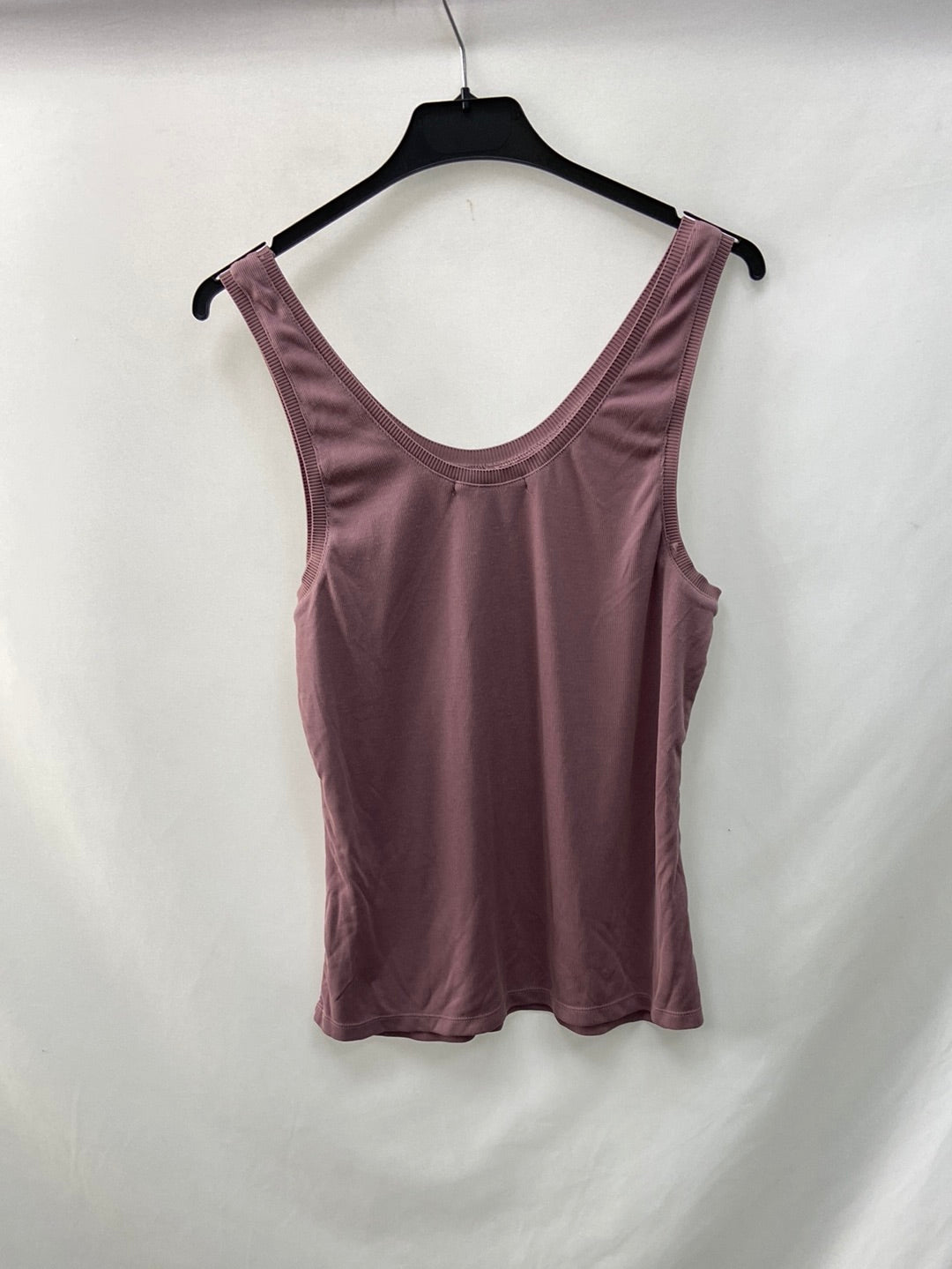 OYSHO. Mauve ribbed knit T-shirt TL