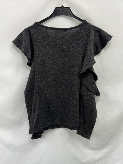 ZARA.Jersey gris hombros descubiertos T.s