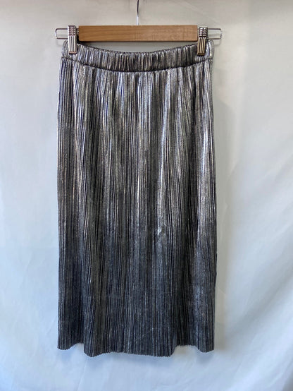 PARFOIS.Falda midi plateada plisada T.XS/S
