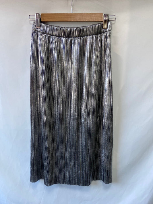 PARFOIS.Falda midi plateada plisada T.XS/S