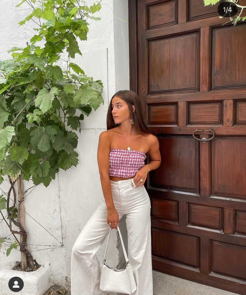 OTRAS.Top cuadros vichi nido de abeja T.Xs